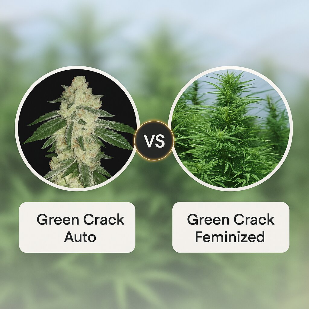 Green Crack Auto (FastBuds) vs Green Crack (Humboldt Seed Organization) porównanie nasion konopi
