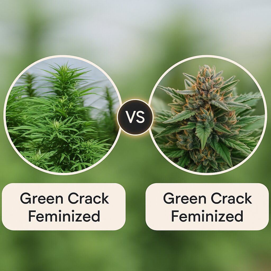 Green Crack (Humboldt Seed Organization) vs Green Crack (SickMeds Seeds) porównanie nasion konopi