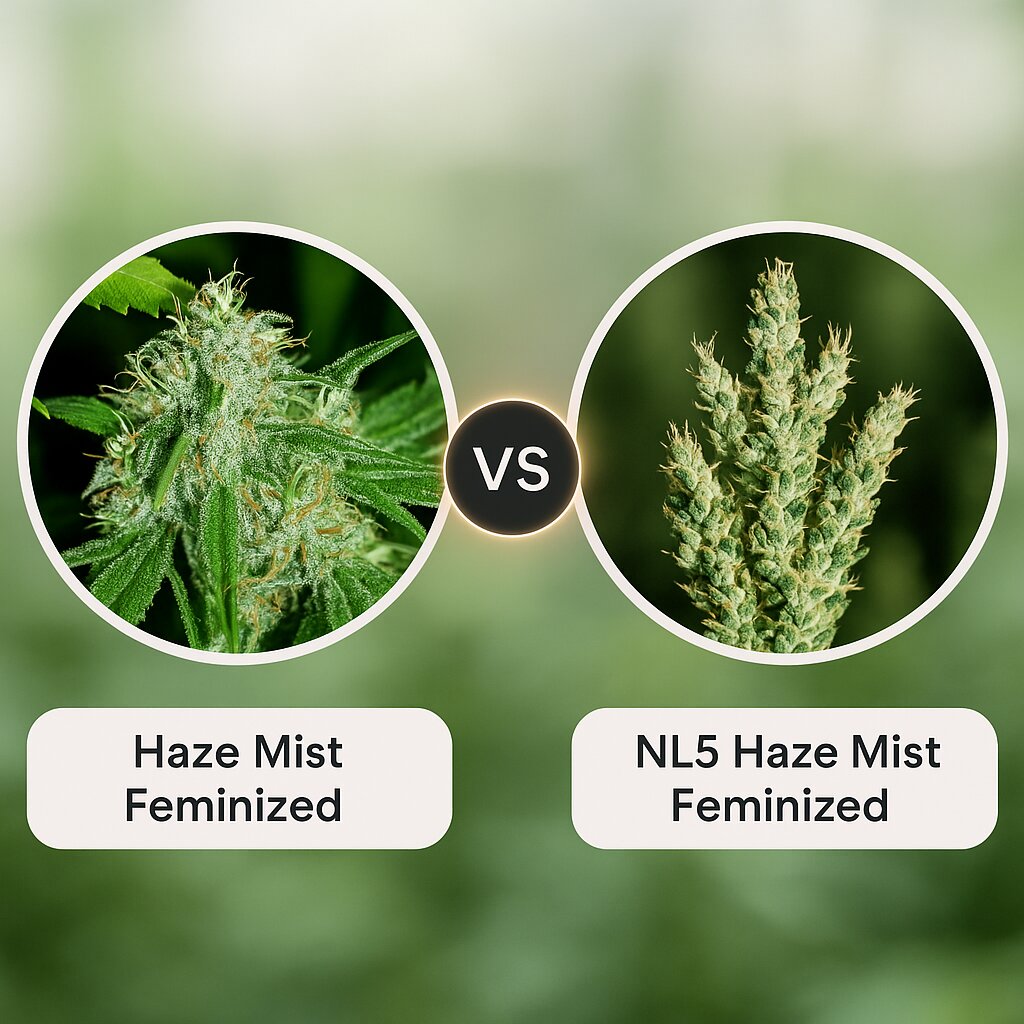 Haze Mist (Advanced Seeds) vs NL5 Haze Mist (Greenhouse Seed Co) porównanie nasion konopi