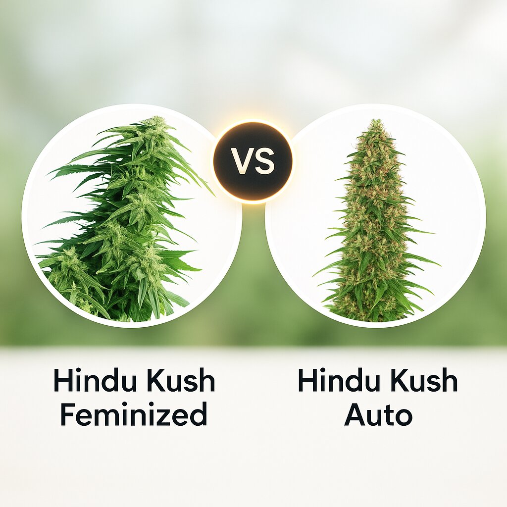 Hindu Kush (Sensi Seeds) vs Hindu Kush Auto (Sensi Seeds) porównanie nasion konopi