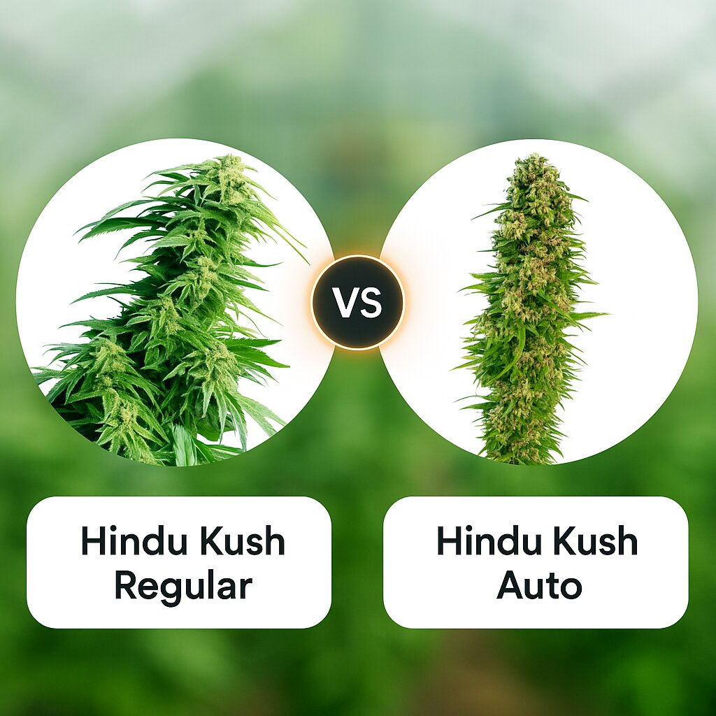 Hindu Kush (Seedsman) vs Hindu Kush Auto (Sensi Seeds) porównanie nasion konopi
