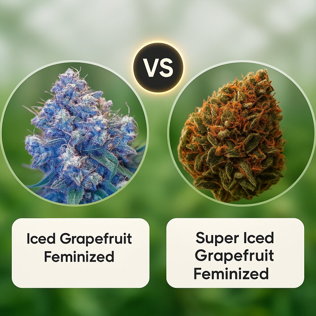 Iced Grapefruit (Female Seeds) vs Super Iced Grapefruit (Tyrol Seeds) porównanie nasion konopi
