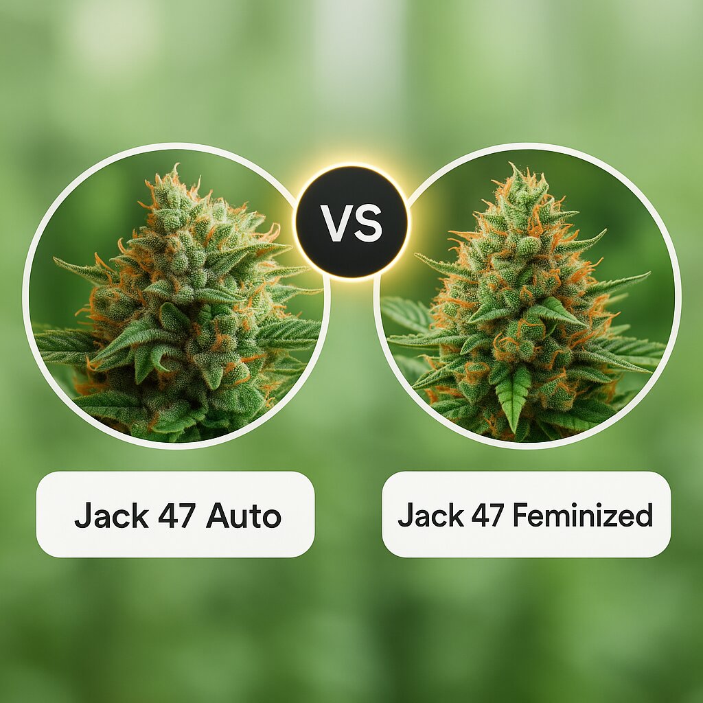 Jack 47 Auto (Sweet Seeds) vs Jack 47 (Sweet Seeds) porównanie nasion konopi