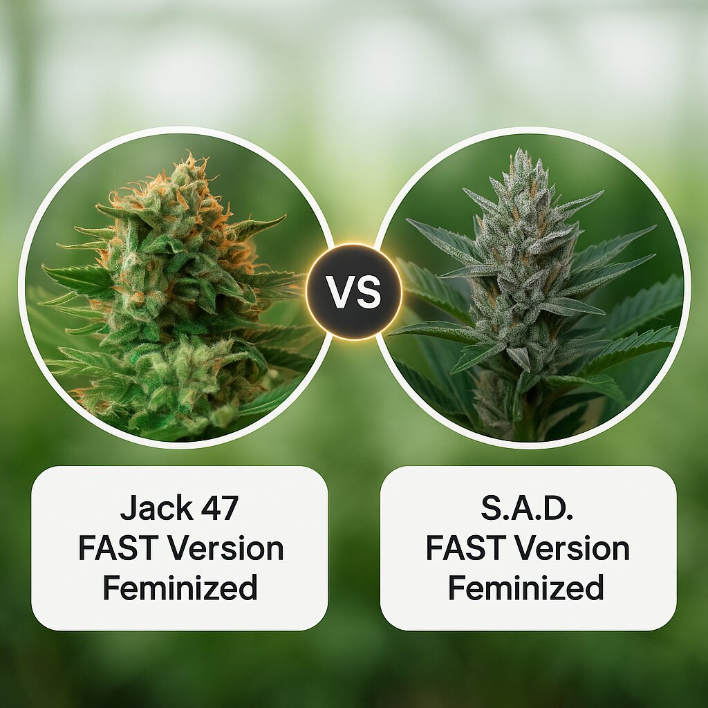 Jack 47 FAST Version (Sweet Seeds) vs S.A.D. FAST Version (Sweet Seeds) porównanie nasion konopi