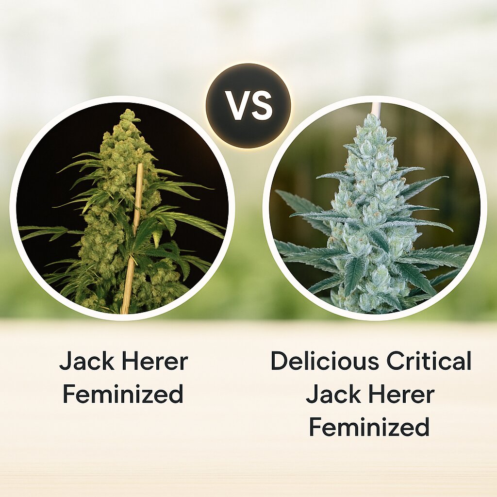 Jack Herer (Bulldog Seeds) vs Delicious Critical Jack Herer (Delicious Seeds) porównanie nasion konopi