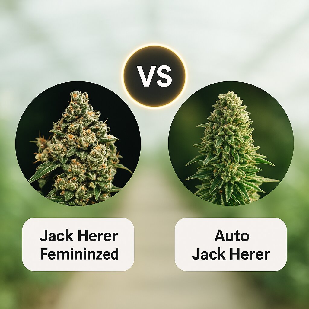Jack Herer (Greenhouse Seed Co) vs Auto Jack Herer (Advanced Seeds) porównanie nasion konopi