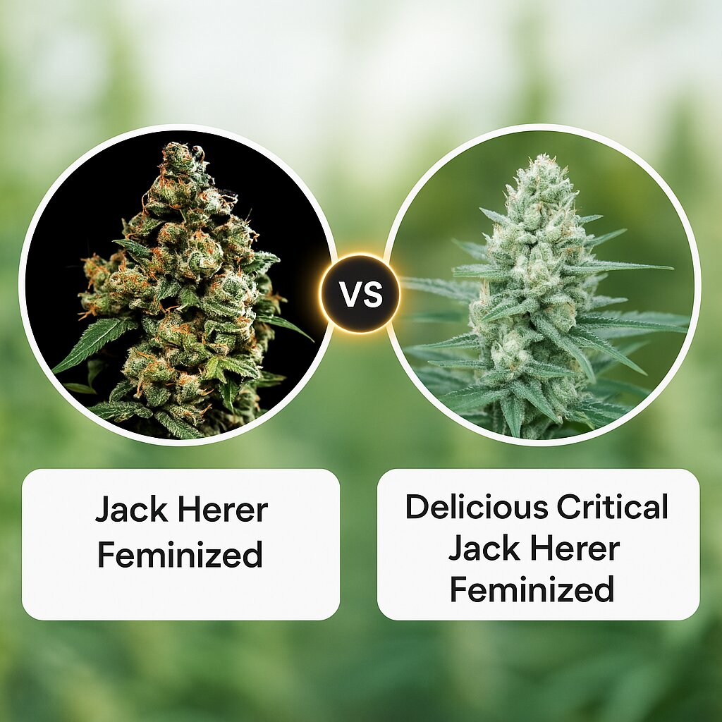 Jack Herer (Greenhouse Seed Co) vs Delicious Critical Jack Herer (Delicious Seeds) Porównanie nasion konopi
