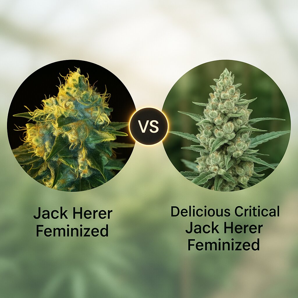 Jack Herer (Vision Seeds) vs Delicious Critical Jack Herer (Delicious Seeds) porównanie nasion konopi