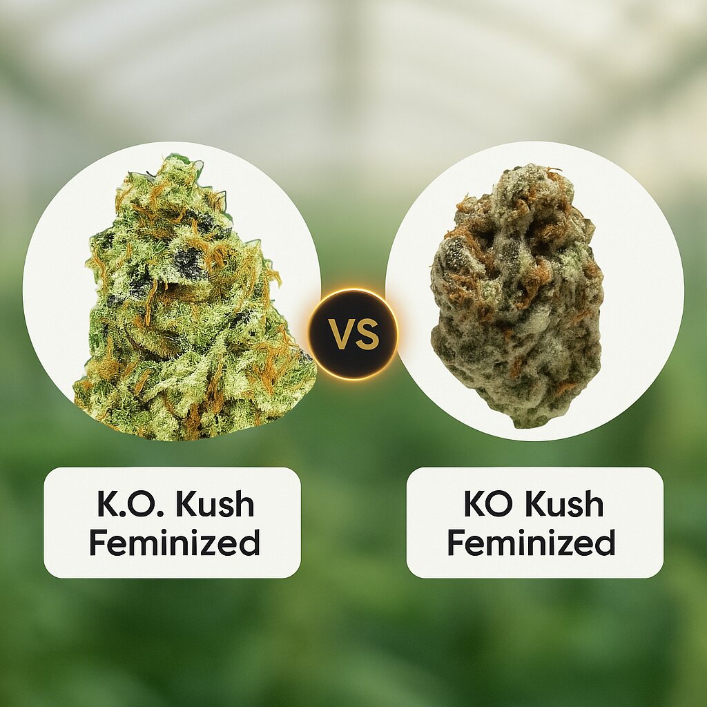 K.O. Kush (Heavyweight Seeds) vs KO Kush (Growers Choice) porównanie nasion konopi