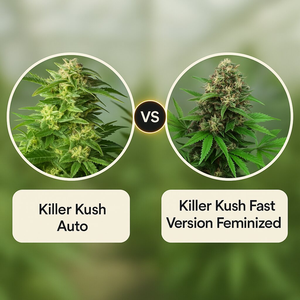 Killer Kush Auto (Sweet Seeds) vs Killer Kush Fast Version (Sweet Seeds) porównanie nasion konopi