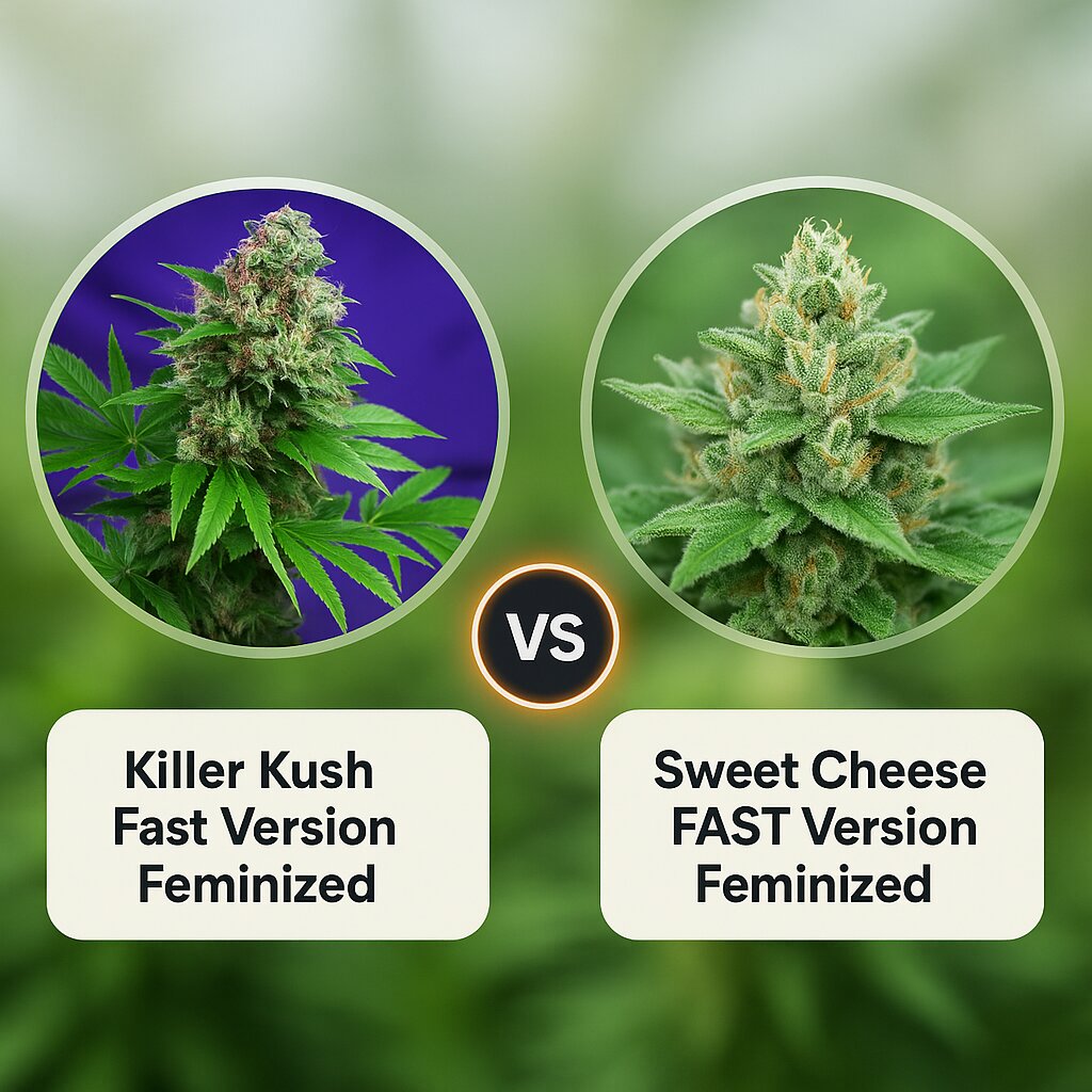 Killer Kush Fast Version (Sweet Seeds) vs Sweet Cheese FAST Version (Sweet Seeds) porównanie nasion konopi