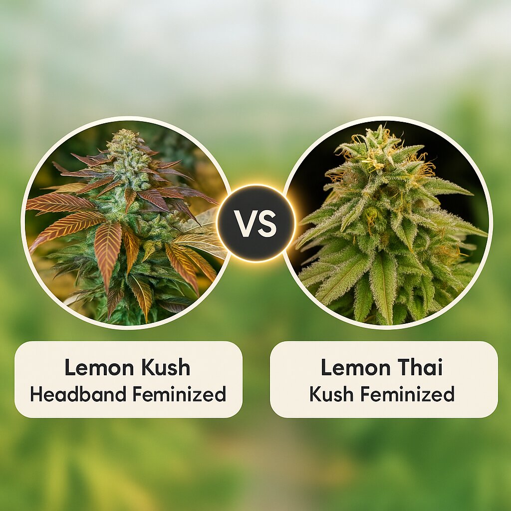Lemon Kush Headband (Humboldt Seed Organization) vs Lemon Thai Kush (Humboldt Seed Organization) Porównanie nasion konopi