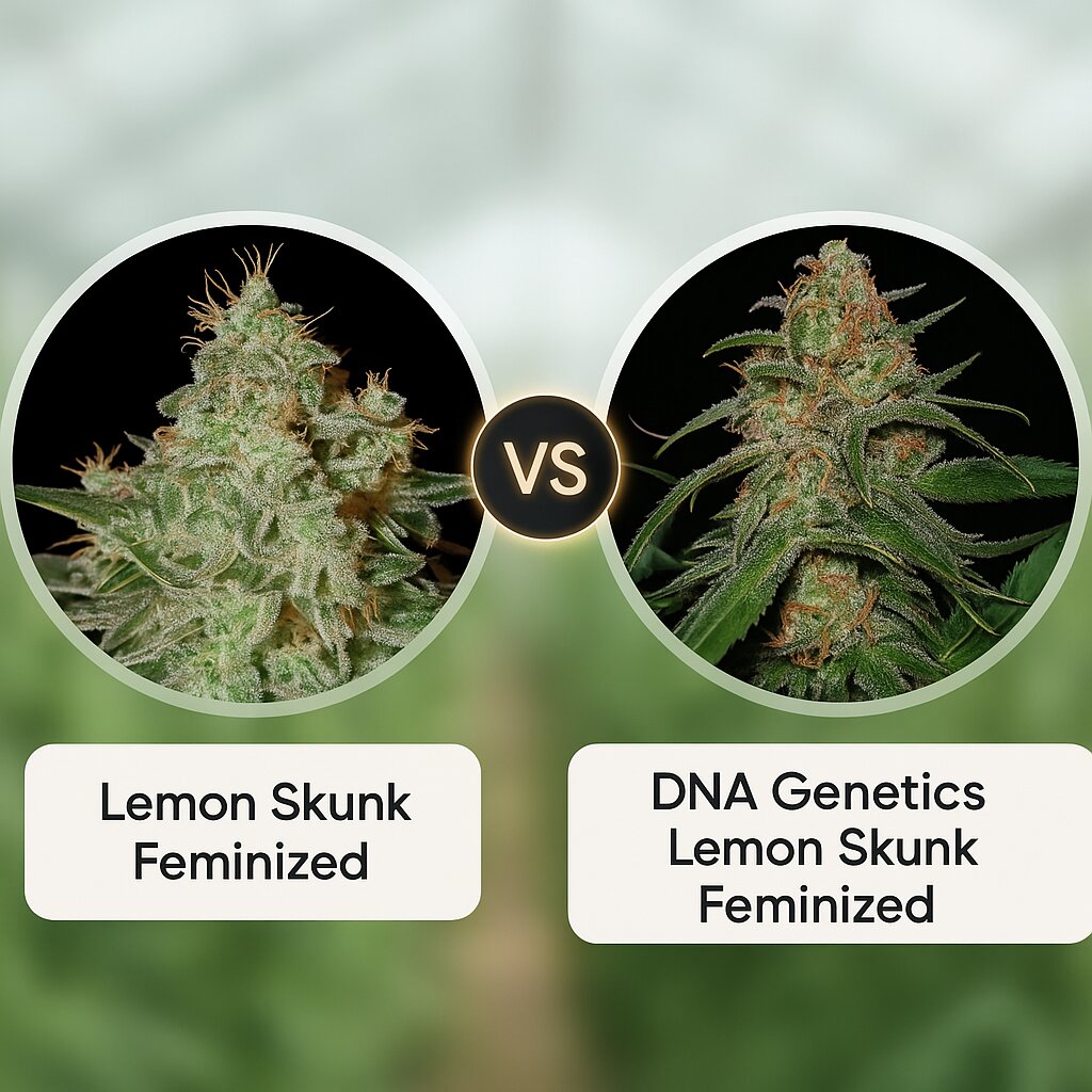 Lemon Skunk (Greenhouse Seed Co) vs DNA Genetics Lemon Skunk (DNA Genetics) porównanie nasion konopi