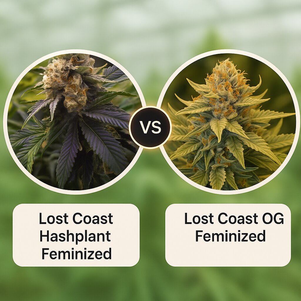 Lost Coast Hashplant (Humboldt Seed Organization) vs Lost Coast OG (Humboldt Seed Organization) porównanie nasion konopi