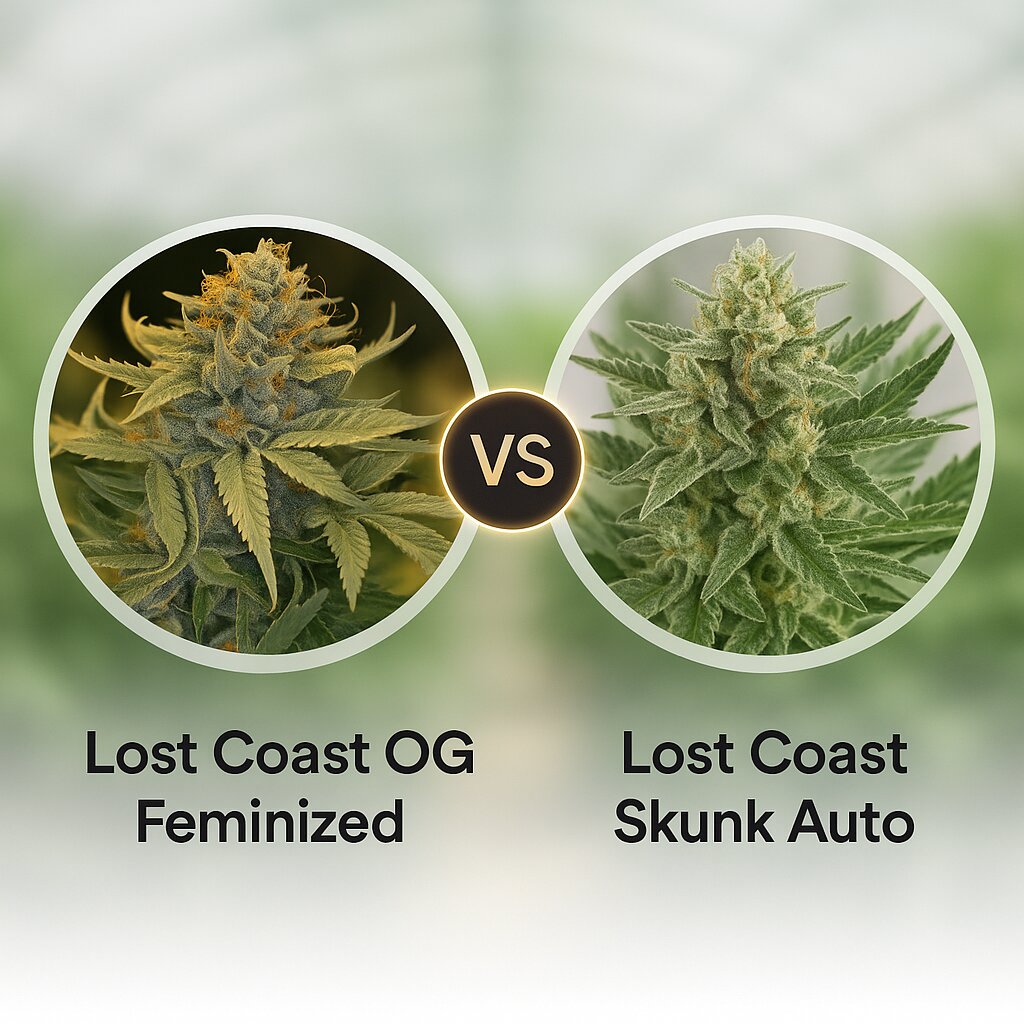 Lost Coast OG (Humboldt Seed Organization) vs Lost Coast Skunk Auto (Humboldt Seed Organization) porównanie nasion konopi