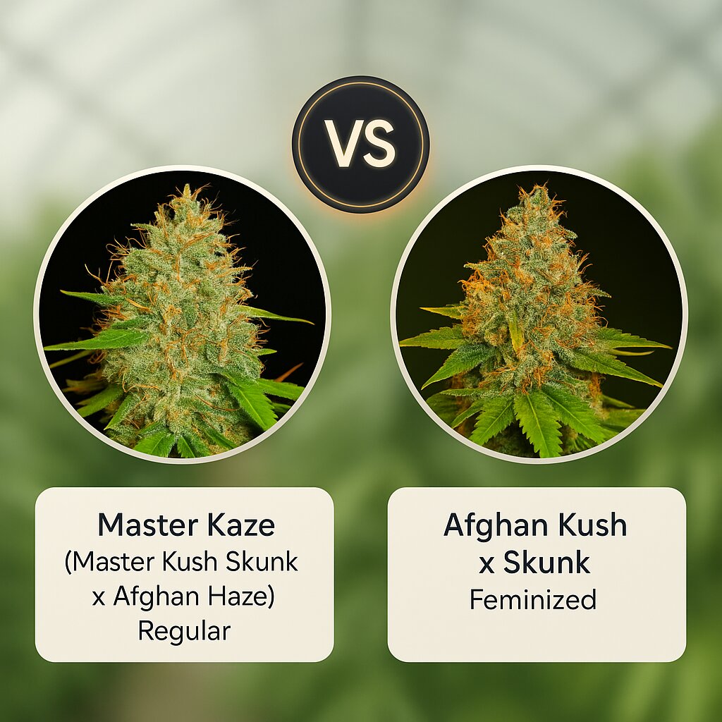 Master Kaze (Master Kush Skunk x Afghan Haze) (Mr Nice Seedbank) vs Afghan Kush x Skunk (World of Seeds) porównanie nasion konopi