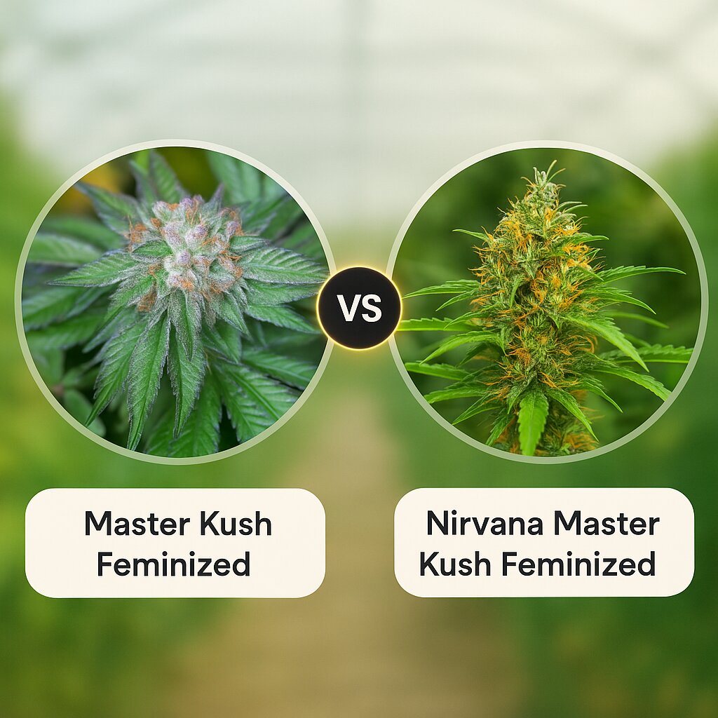 Master Kush (Humboldt Seed Organization) vs Nirvana Master Kush (Nirvana Seeds) Porównanie nasion konopi