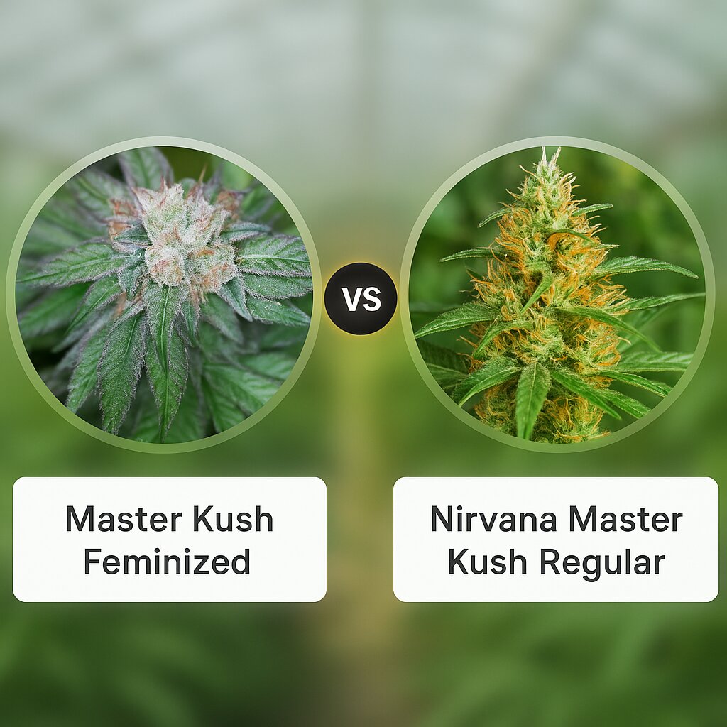Master Kush (Humboldt Seed Organization) vs Nirvana Master Kush (Nirvana Seeds) porównanie nasion konopi