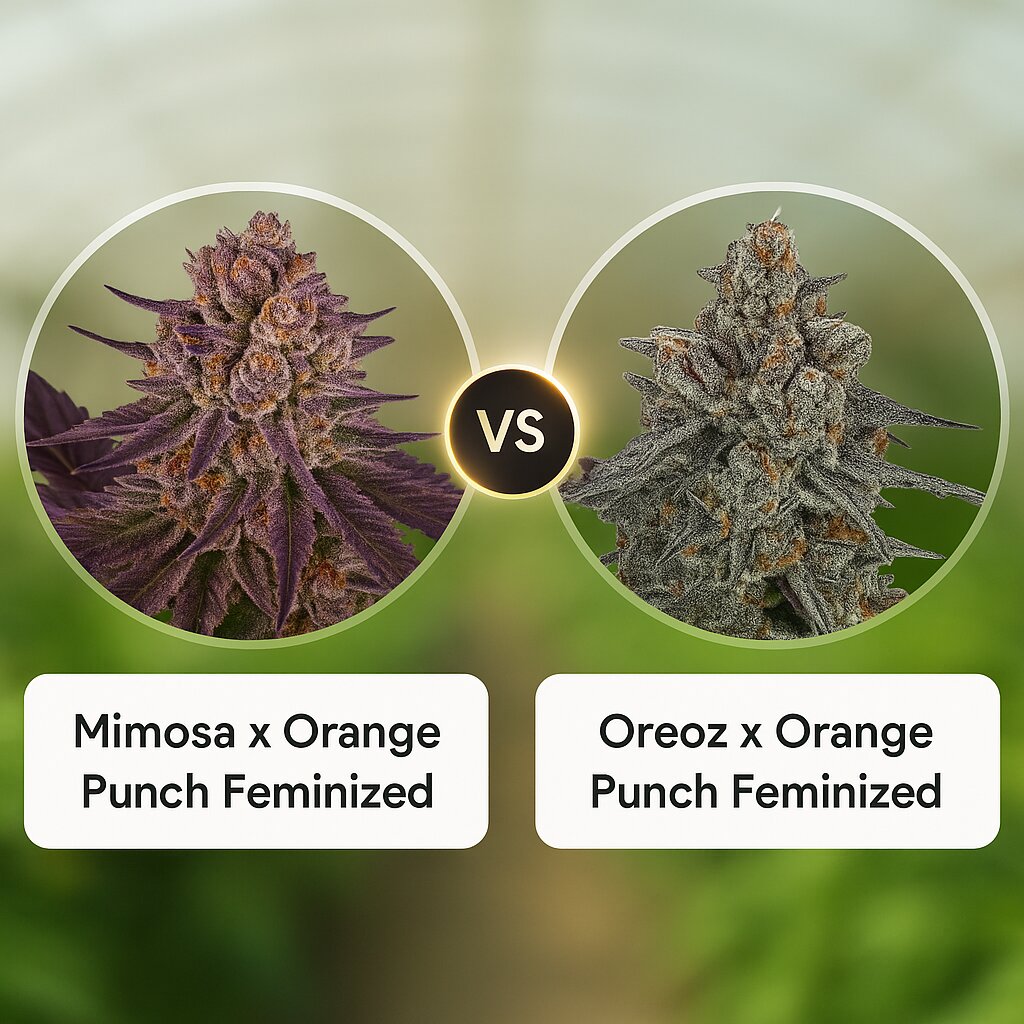 Mimosa x Orange Punch (Barneys Farm) vs Oreoz x Orange Punch (Terp Treez Co) porównanie nasion konopi