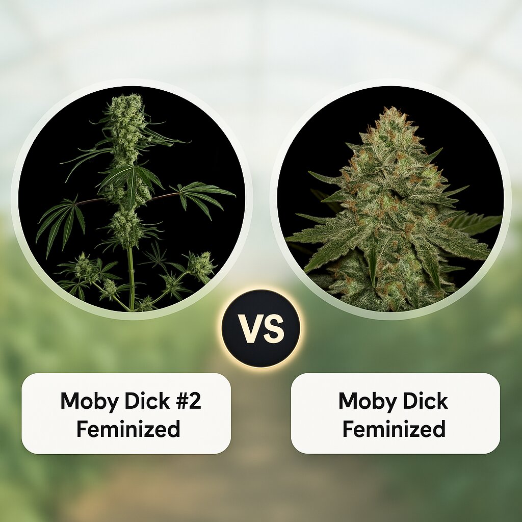 Moby Dick #2 (DinaFem Seeds) vs Moby Dick (Greenhouse Seed Co) porównanie nasion konopi