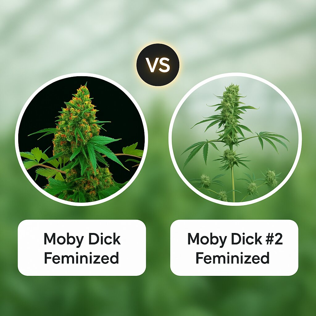 Moby Dick (DinaFem Seeds) vs Moby Dick #2 (DinaFem Seeds) Porównanie nasion konopi