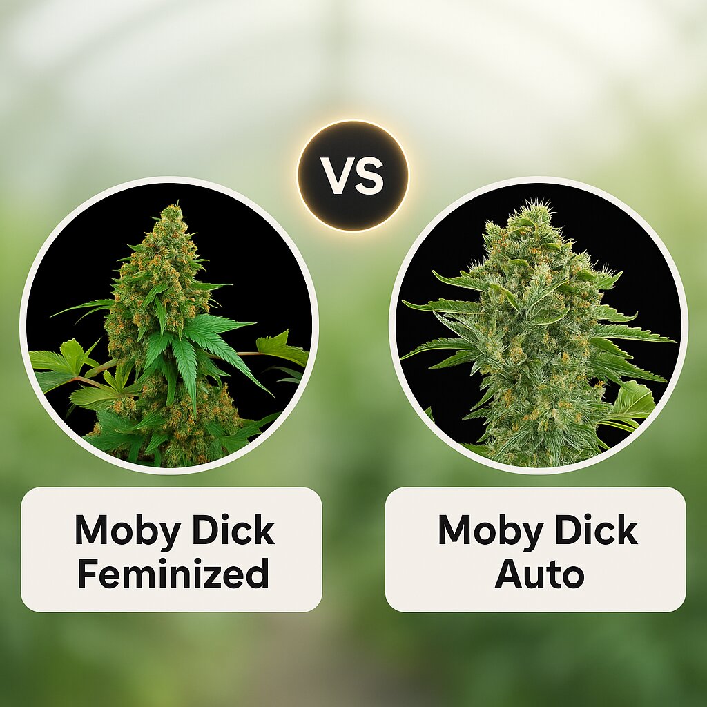 Moby Dick (DinaFem Seeds) vs Moby Dick Auto (DinaFem Seeds) porównanie nasion konopi