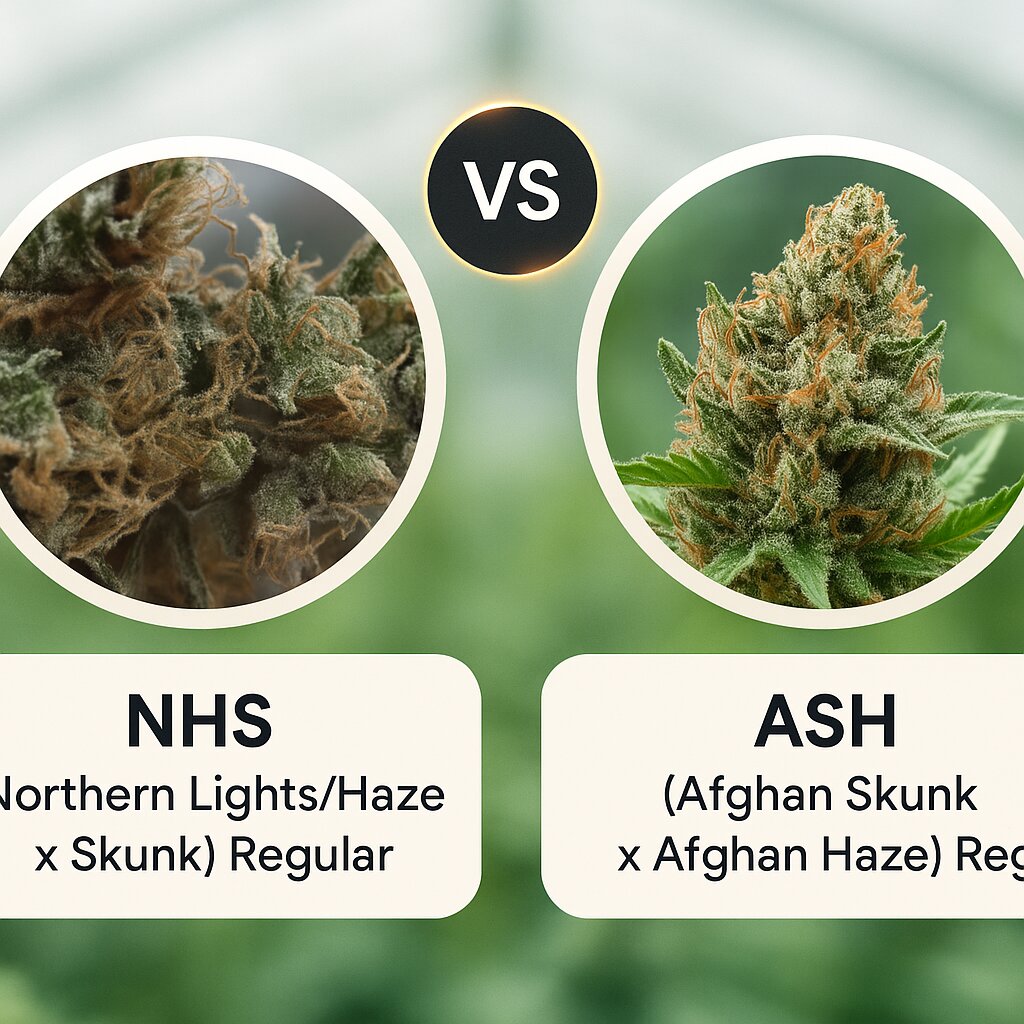 NHS (Northern Lights/Haze x Skunk) (Mr Nice Seedbank) vs ASH (Afghan Skunk x Afghan Haze) (Mr Nice Seedbank) porównanie nasion konopi