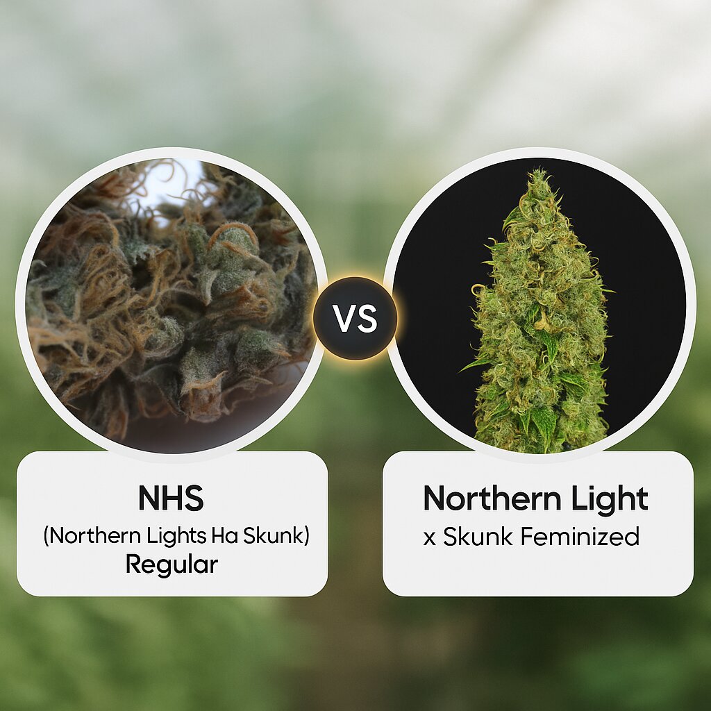 NHS (Northern Lights/Haze x Skunk) (Mr Nice Seedbank) vs Northern Light x Skunk (World of Seeds) Porównanie nasion konopi