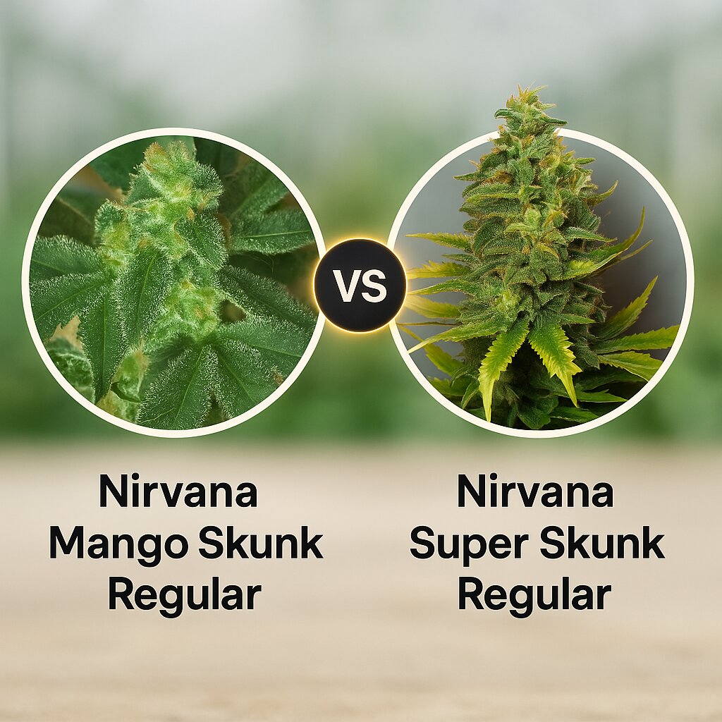 Nirvana Mango Skunk (Nirvana Seeds) vs Nirvana Super Skunk (Nirvana Seeds) porównanie nasion konopi