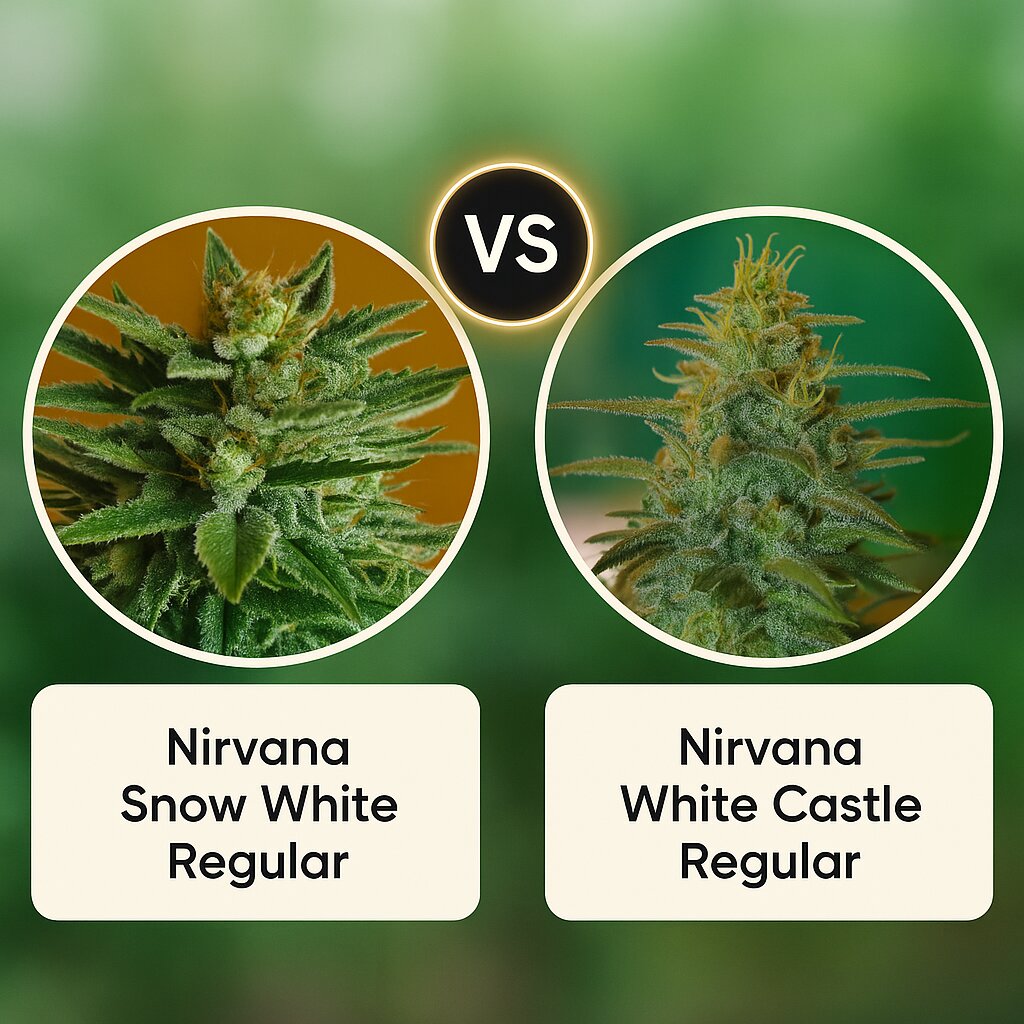 Nirvana Snow White (Nirvana Seeds) vs Nirvana White Castle (Nirvana Seeds) porównanie nasion konopi
