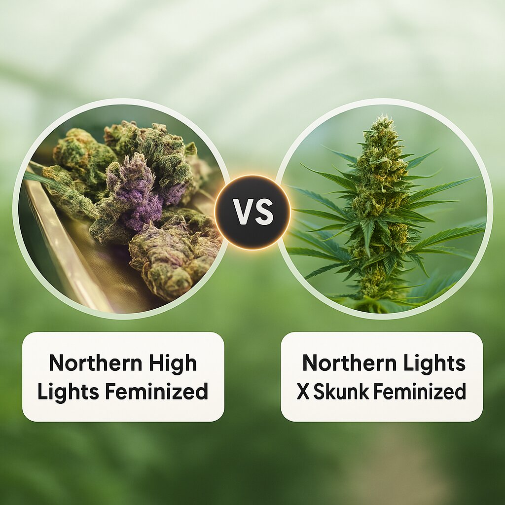 Northern High Lights (Advanced Genetics Seeds) vs Northern Lights X Skunk (G13 Labs) porównanie nasion konopi