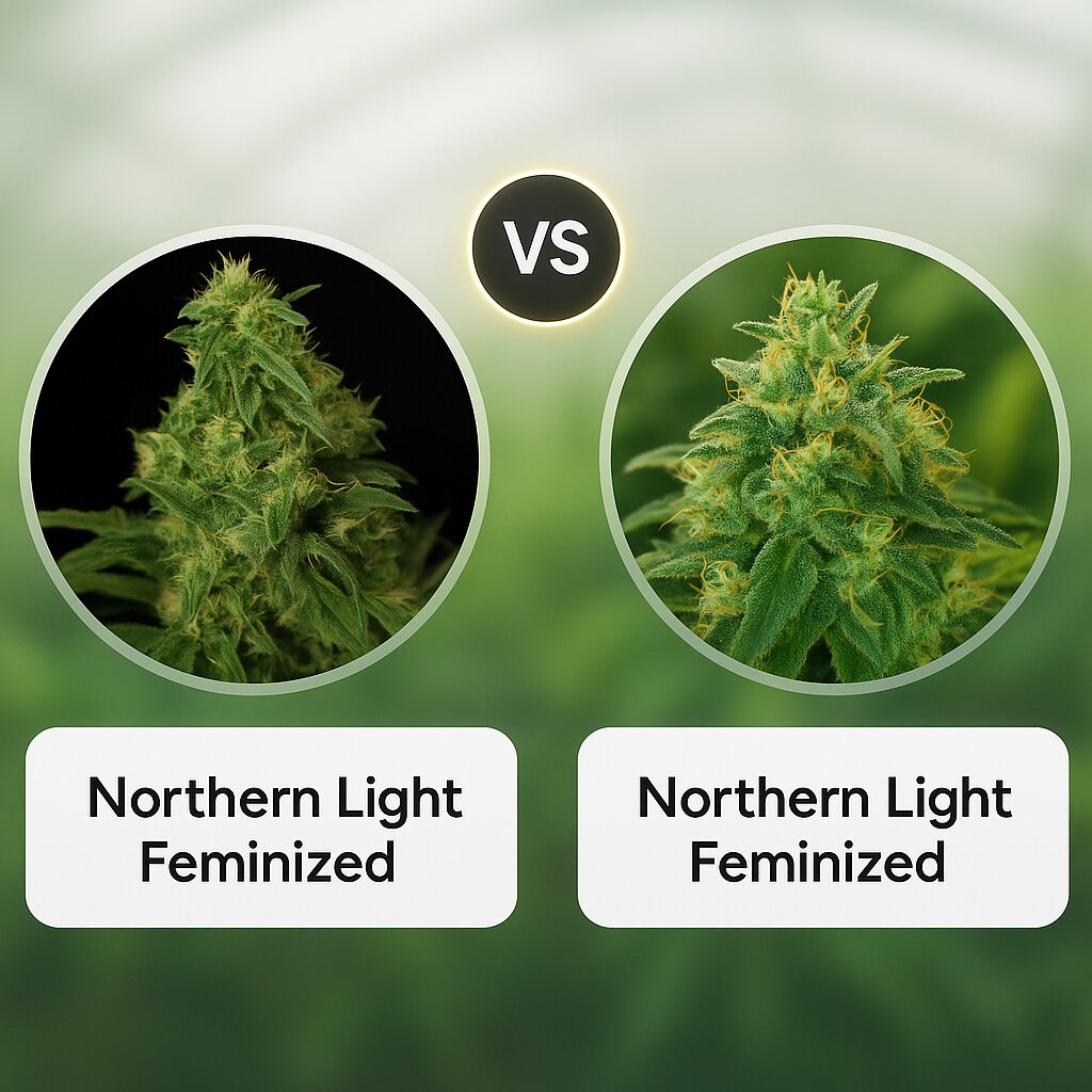 Northern Light (Bulldog Seeds) vs Northern Light (Nirvana Seeds) porównanie nasion konopi