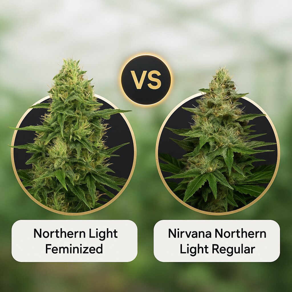 Northern Light (Royal Queen Seeds) vs Nirvana Northern Light (Nirvana Seeds) porównanie nasion konopi