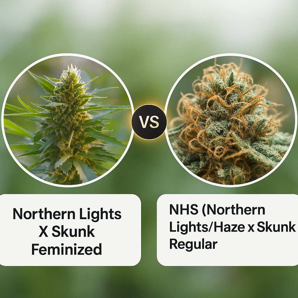 Northern Lights X Skunk (G13 Labs) vs NHS (Northern Lights/Haze x Skunk) (Mr Nice Seedbank) porównanie nasion konopi