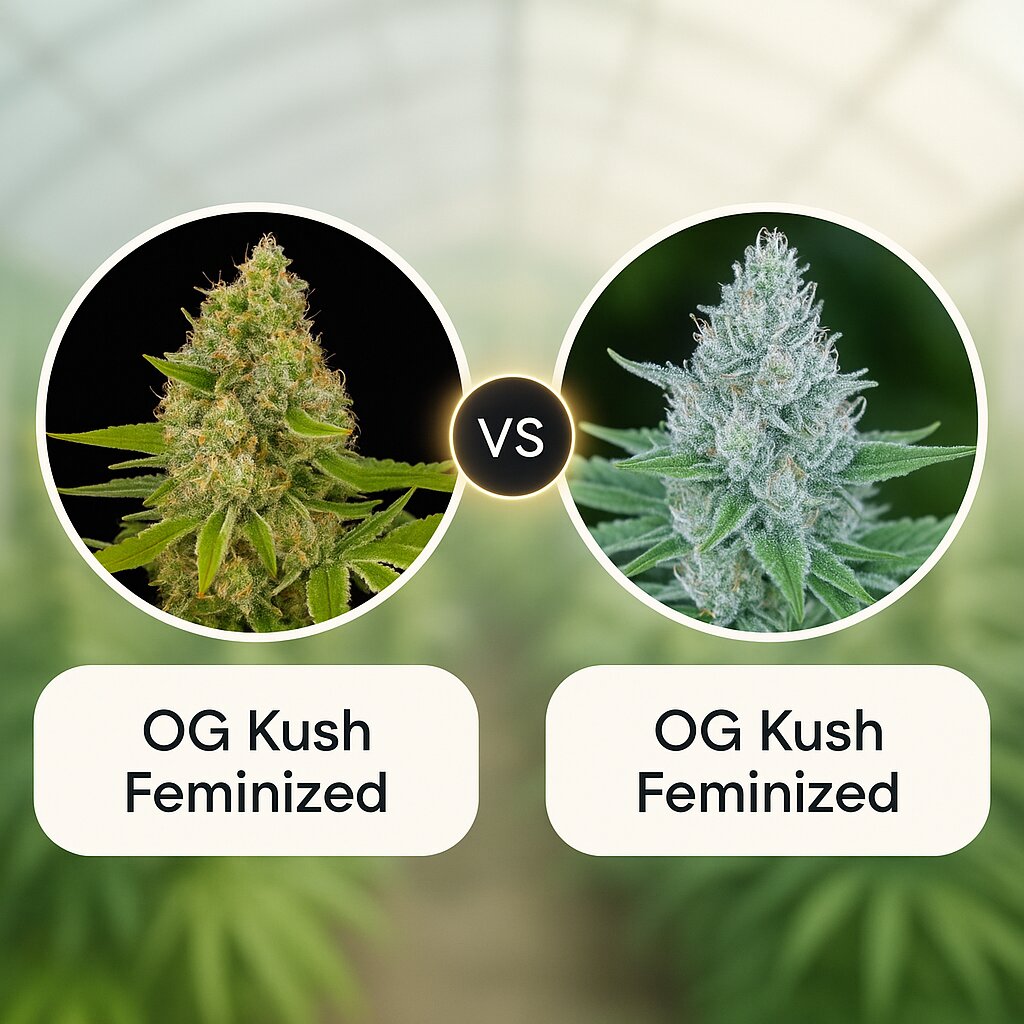 OG Kush (DinaFem Seeds) vs OG Kush (Tyrol Seeds) porównanie nasion konopi
