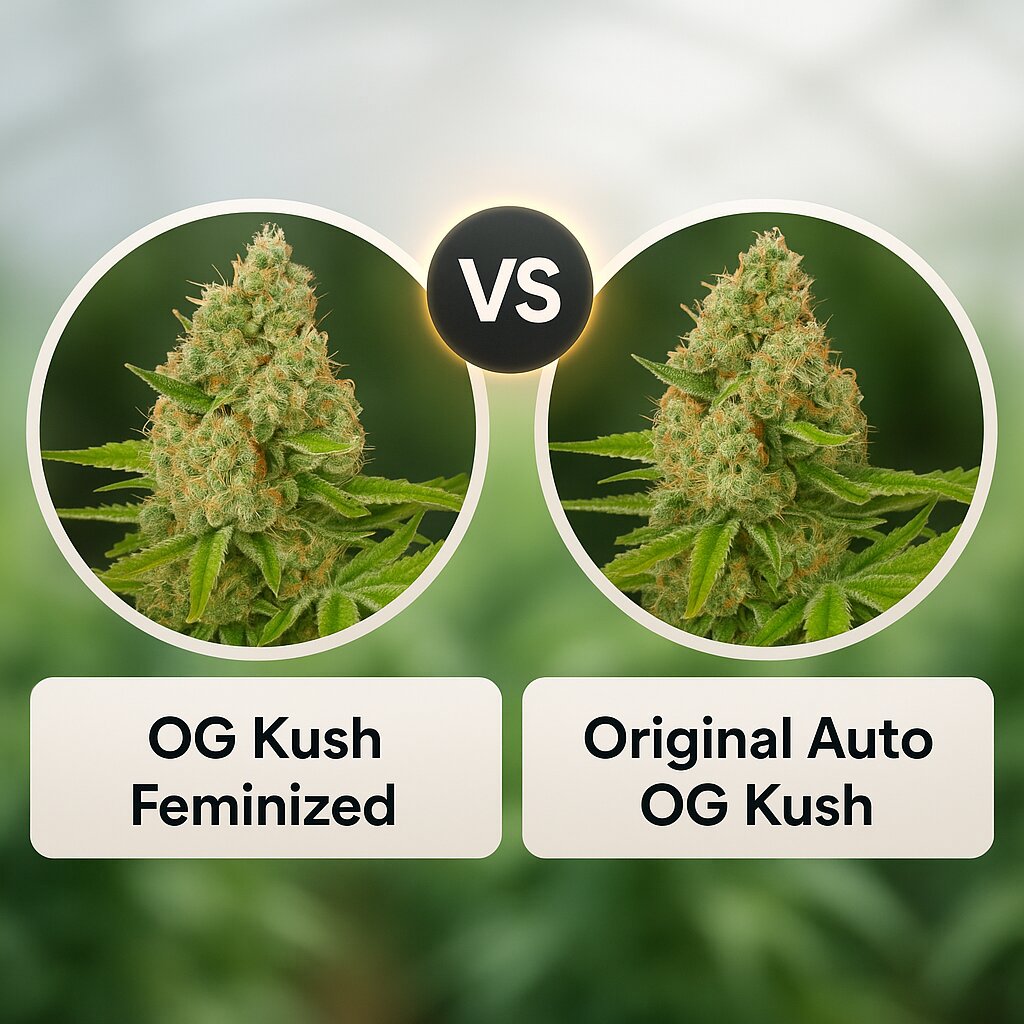 OG Kush (DinaFem Seeds) vs Original Auto OG Kush (FastBuds) porównanie nasion konopi