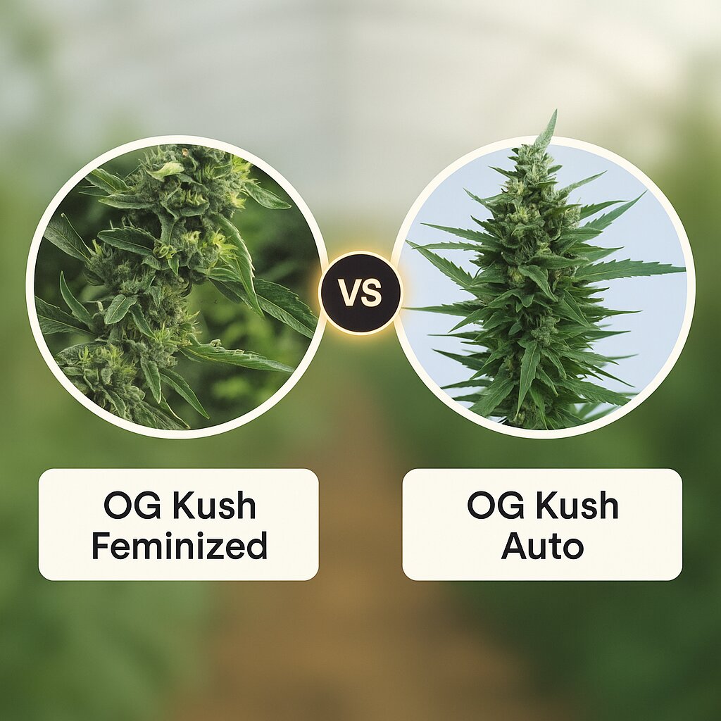 OG Kush (Humboldt Seed Organization) vs OG Kush Auto (Dr Krippling) porównanie nasion konopi