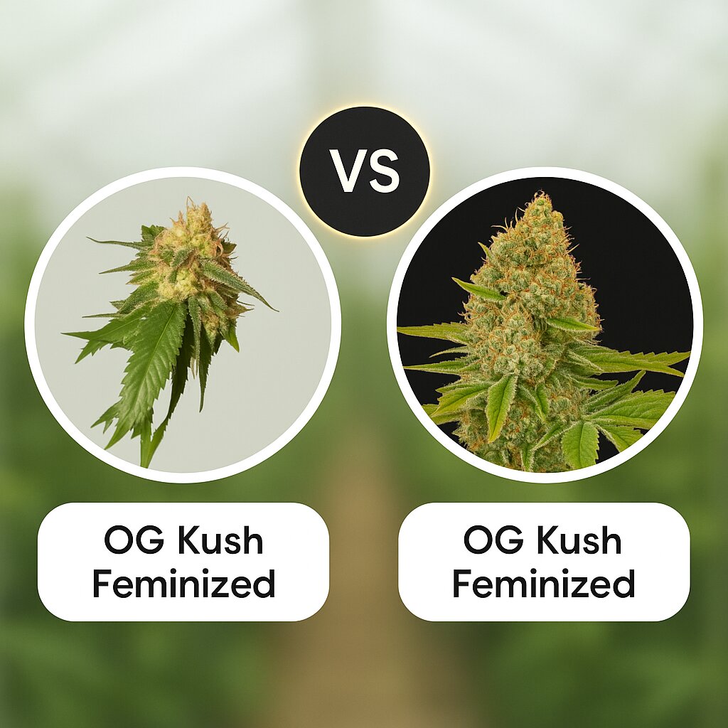 OG Kush (Reserva Privada) vs OG Kush (DinaFem Seeds) porównanie nasion konopi