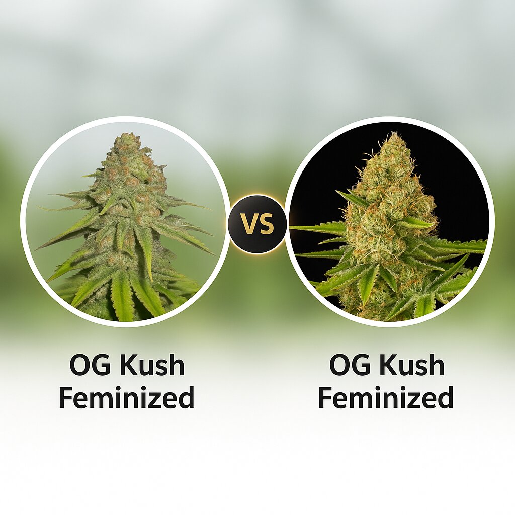 OG Kush (Royal Queen Seeds) vs OG Kush (DinaFem Seeds) porównanie nasion konopi
