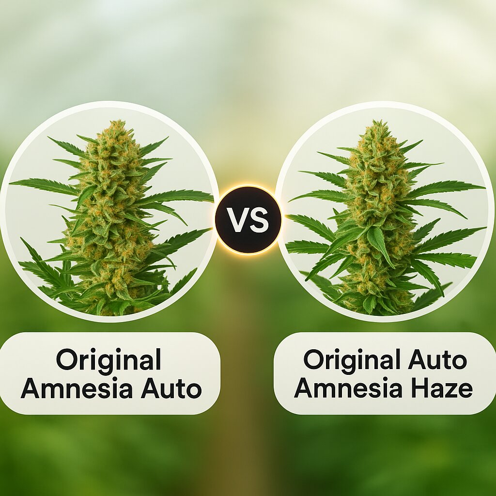 Original Amnesia Auto (DinaFem Seeds) vs Original Auto Amnesia Haze (FastBuds) porównanie nasion konopi