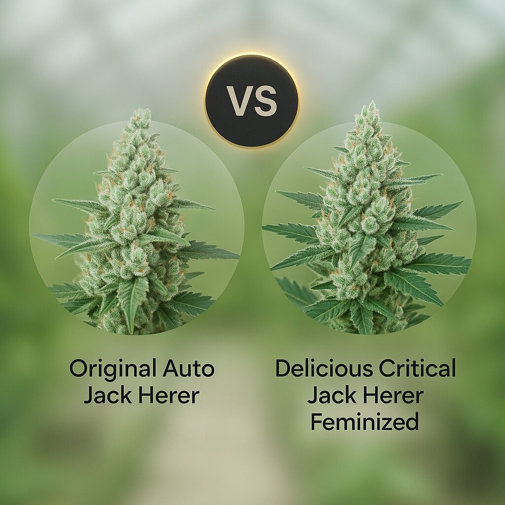 Original Auto Jack Herer (FastBuds) vs Delicious Critical Jack Herer (Delicious Seeds) porównanie nasion konopi