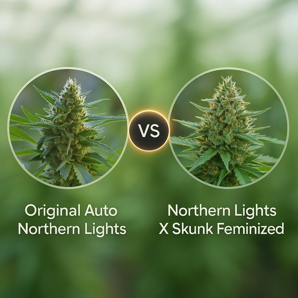 Original Auto Northern Lights (FastBuds) vs Northern Lights X Skunk (G13 Labs) porównanie nasion konopi