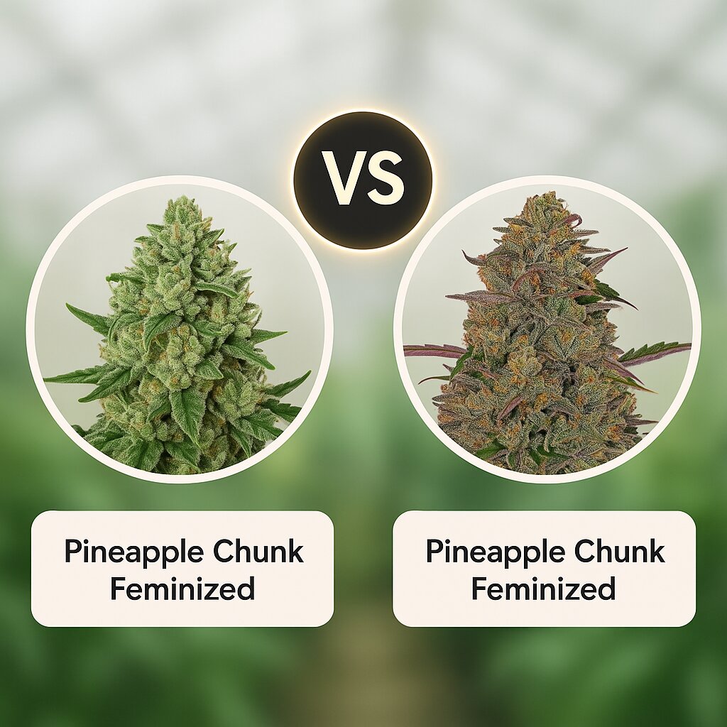 Pineapple Chunk (Advanced Genetics Seeds) vs Pineapple Chunk (Barneys Farm) porównanie nasion konopi