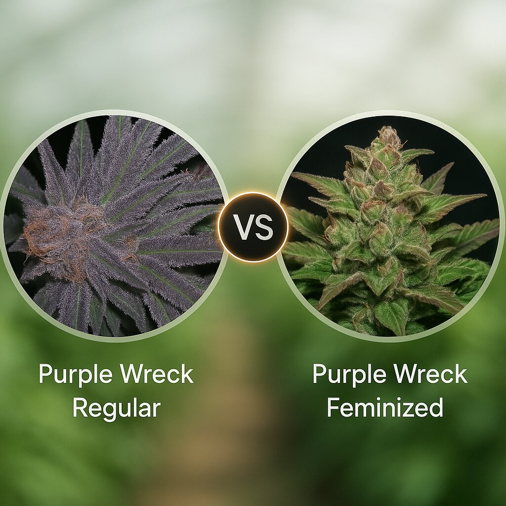 Purple Wreck (Grand Daddy Purp) vs Purple Wreck (Reserva Privada) porównanie nasion konopi