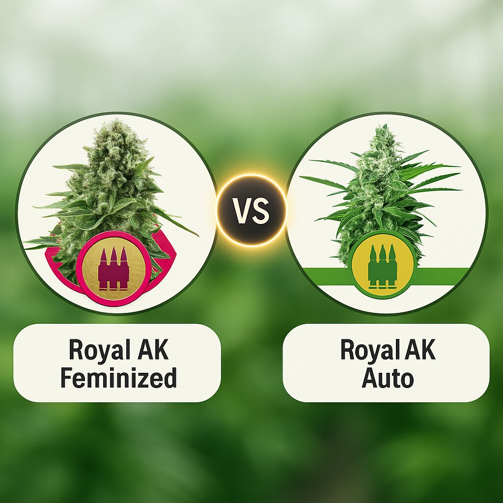 Royal AK (Royal Queen Seeds) vs Royal AK Auto (Royal Queen Seeds) porównanie nasion konopi