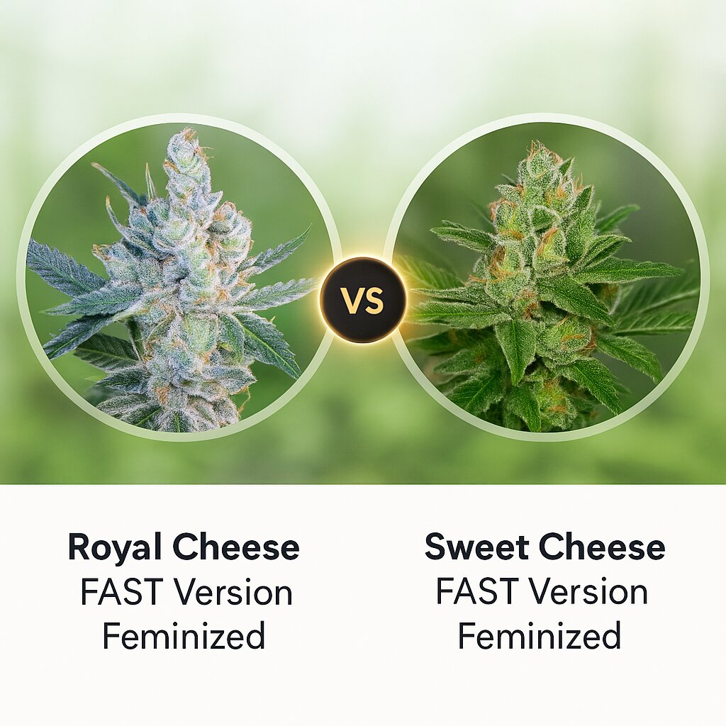 Royal Cheese FAST Version (Royal Queen Seeds) vs Sweet Cheese FAST Version (Sweet Seeds) porównanie nasion konopi