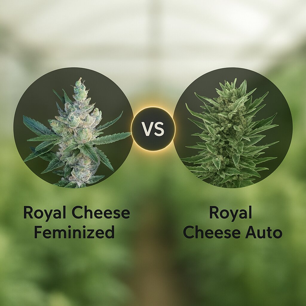 Royal Cheese (Royal Queen Seeds) vs Royal Cheese Auto (Royal Queen Seeds) porównanie nasion konopi