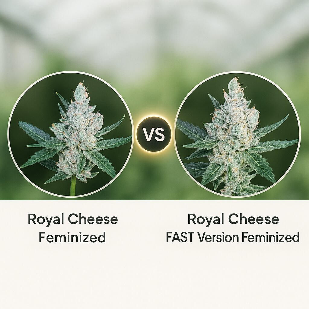 Royal Cheese (Royal Queen Seeds) vs Royal Cheese FAST Version (Royal Queen Seeds) porównanie nasion konopi