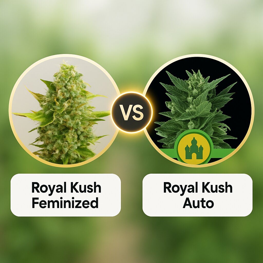 Royal Kush (G13 Labs) vs Royal Kush Auto (Royal Queen Seeds) porównanie nasion konopi