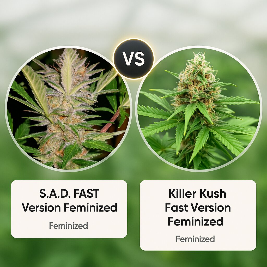 S.A.D. FAST Version (Sweet Seeds) vs Killer Kush Fast Version (Sweet Seeds) porównanie nasion konopi